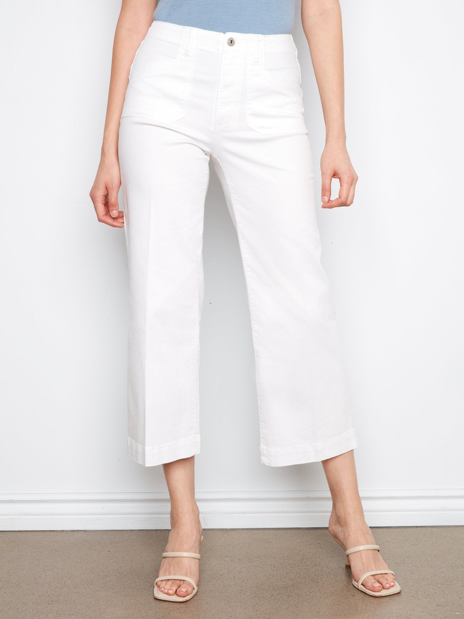 Cropped Wide Leg Colored Twill Pants with Patch Pocket - Charlie B - 690178730672 - Sugar River Shoppe - 