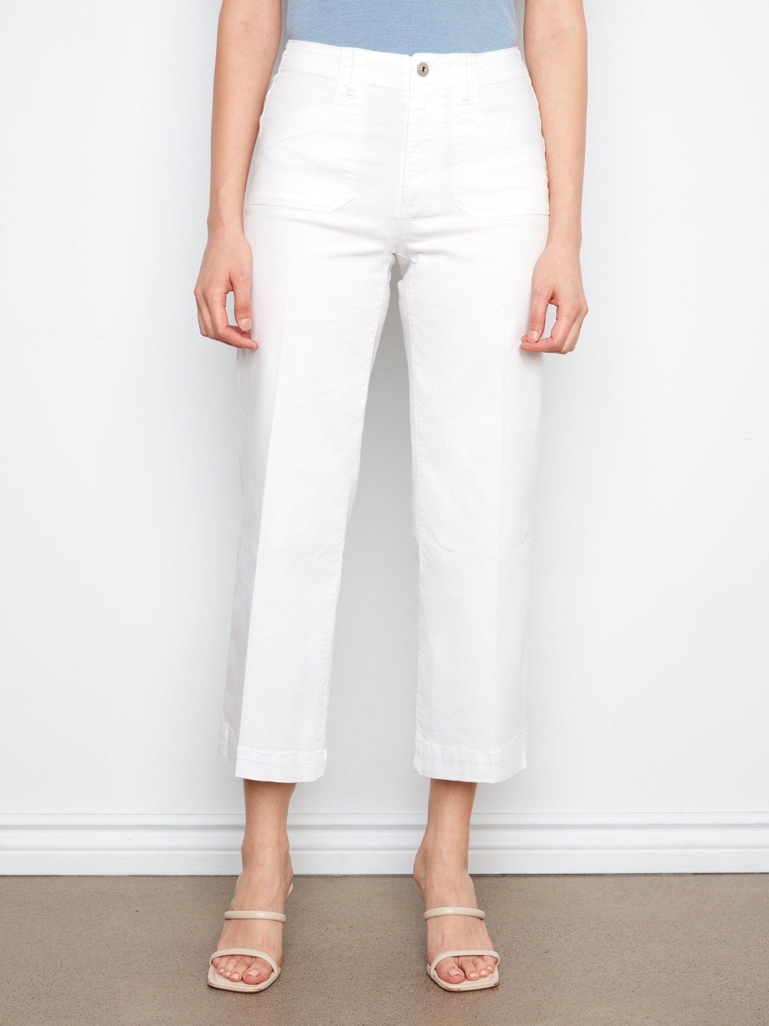 Cropped Wide Leg Colored Twill Pants with Patch Pocket - Charlie B - 690178730672 - Sugar River Shoppe - 
