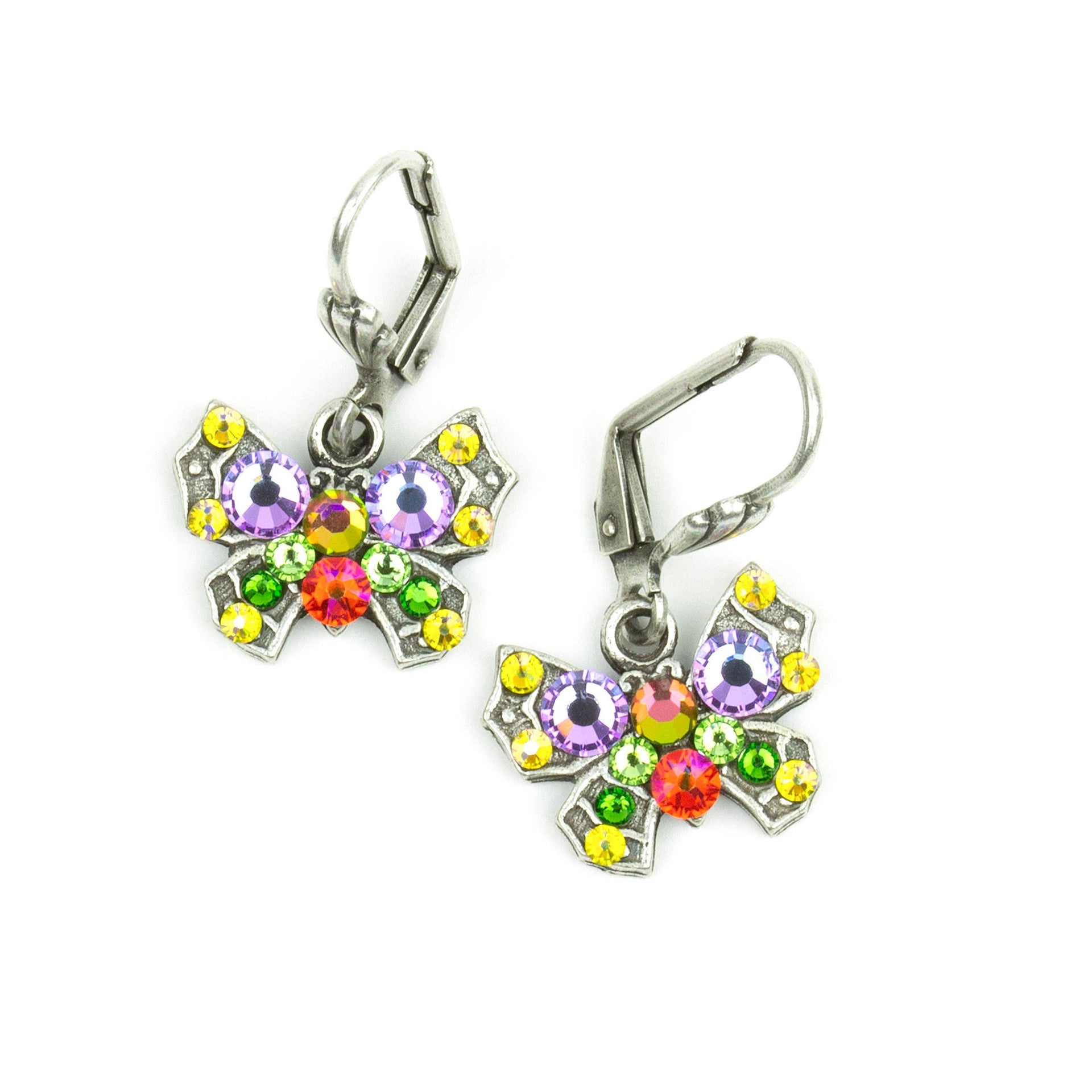 Aprille Crystal Butterfly Earrings: Leverback - Sugar River Shoppe