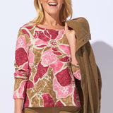 Decoupage Floral Stepped Hem Tee - Habitat - 194451587996 - Sugar River Shoppe - 