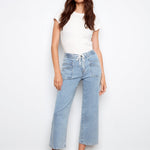 Drawstring Wide Leg Denim Pants with Patch Pocket - Charlie B - 690178731877 - Sugar River Shoppe - 