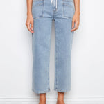 Drawstring Wide Leg Denim Pants with Patch Pocket - Charlie B - 690178731877 - Sugar River Shoppe - 