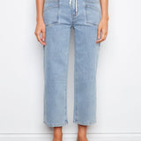 Drawstring Wide Leg Denim Pants with Patch Pocket - Charlie B - 690178731877 - Sugar River Shoppe - 