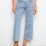 Drawstring Wide Leg Denim Pants with Patch Pocket - Charlie B - 690178731877 - Sugar River Shoppe - 