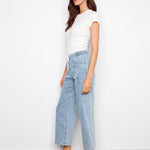 Drawstring Wide Leg Denim Pants with Patch Pocket - Charlie B - 690178731877 - Sugar River Shoppe - 