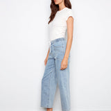 Drawstring Wide Leg Denim Pants with Patch Pocket - Charlie B - 690178731877 - Sugar River Shoppe - 