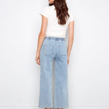 Drawstring Wide Leg Denim Pants with Patch Pocket - Charlie B - 690178731877 - Sugar River Shoppe - 