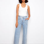 Drawstring Wide Leg Denim Pants with Patch Pocket - Charlie B - 690178731877 - Sugar River Shoppe - 