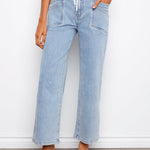 Drawstring Wide Leg Denim Pants with Patch Pocket - Charlie B - 690178731877 - Sugar River Shoppe - 