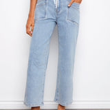 Drawstring Wide Leg Denim Pants with Patch Pocket - Charlie B - 690178731877 - Sugar River Shoppe - 