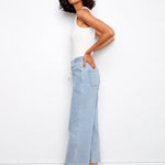 Drawstring Wide Leg Denim Pants with Patch Pocket - Charlie B - 690178731877 - Sugar River Shoppe - 