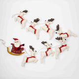Garland - Santa with Sleigh and 7 Reindeer -White