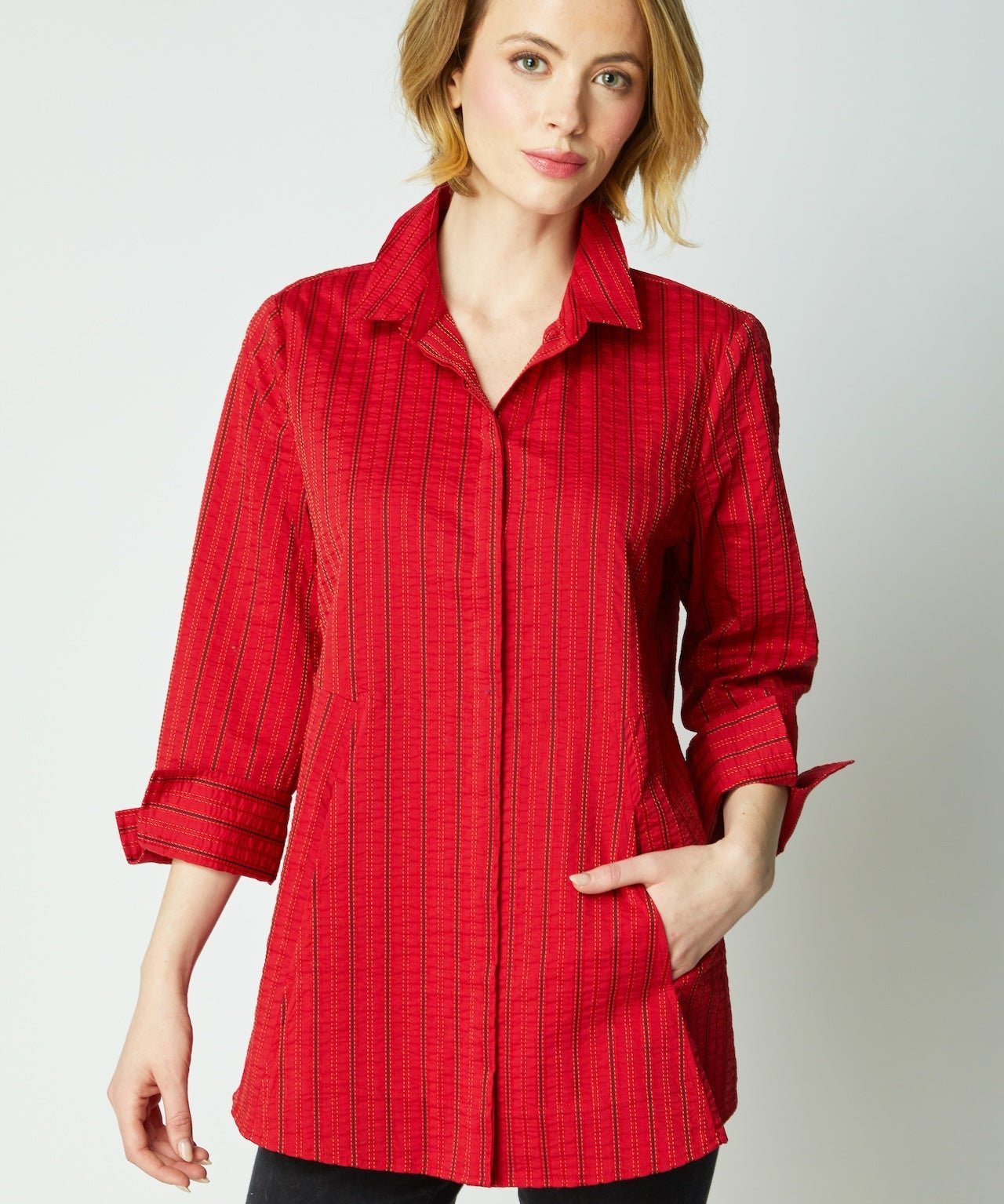 East Side Stripes Hidden Placket Shirt - Habitat - 194451614272 - Sugar River Shoppe - 