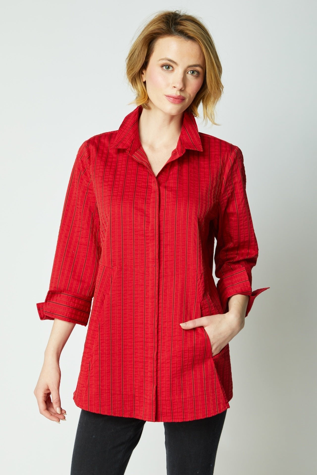 East Side Stripes Hidden Placket Shirt - Habitat - 194451614272 - Sugar River Shoppe - 