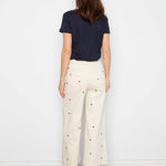Embroidered Cropped Patch Pocket Flare Twill Pants - Natural - Charlie B - 690178745157 - Sugar River Shoppe - 