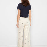 Embroidered Cropped Patch Pocket Flare Twill Pants - Natural - Charlie B - 690178745157 - Sugar River Shoppe - 