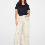 Embroidered Cropped Patch Pocket Flare Twill Pants - Natural - Charlie B - 690178745157 - Sugar River Shoppe - 