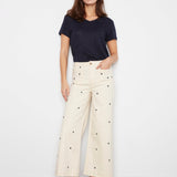Embroidered Cropped Patch Pocket Flare Twill Pants - Natural - Charlie B - 690178745157 - Sugar River Shoppe - 