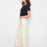 Embroidered Cropped Patch Pocket Flare Twill Pants - Natural - Charlie B - 690178745157 - Sugar River Shoppe - 