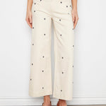 Embroidered Cropped Patch Pocket Flare Twill Pants - Natural - Charlie B - 690178745157 - Sugar River Shoppe - 