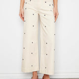 Embroidered Cropped Patch Pocket Flare Twill Pants - Natural - Charlie B - 690178745157 - Sugar River Shoppe - 