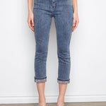 Embroidered Cuff Cropped Slim Leg Jeans - Medium Blue - Charlie B - 690178736711 - Sugar River Shoppe - 