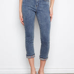 Embroidered Cuff Cropped Slim Leg Jeans - Medium Blue - Charlie B - 690178736711 - Sugar River Shoppe - 
