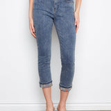 Embroidered Cuff Cropped Slim Leg Jeans - Medium Blue - Charlie B - 690178736711 - Sugar River Shoppe - 