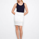 Embroidered Hem Denim Skort - White - Charlie B - 690178740473 - Sugar River Shoppe - 