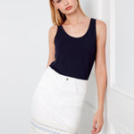 Embroidered Hem Denim Skort - White - Charlie B - 690178740473 - Sugar River Shoppe - 