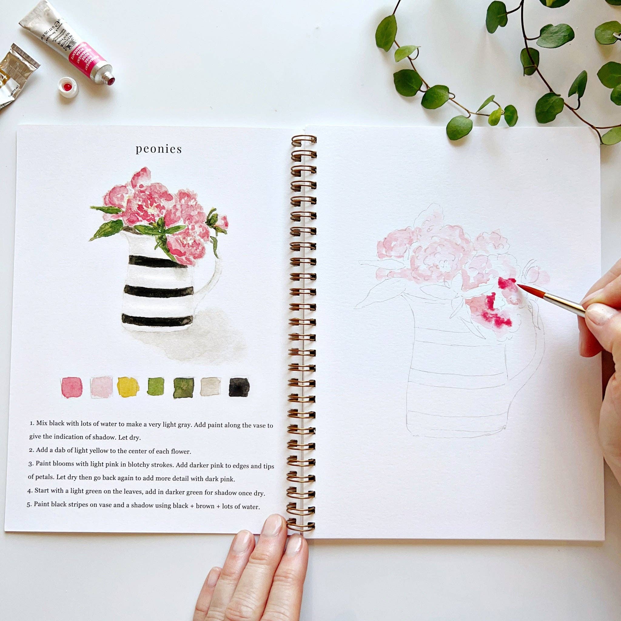 Bouquets watercolor workbook - Sugar River Shoppe