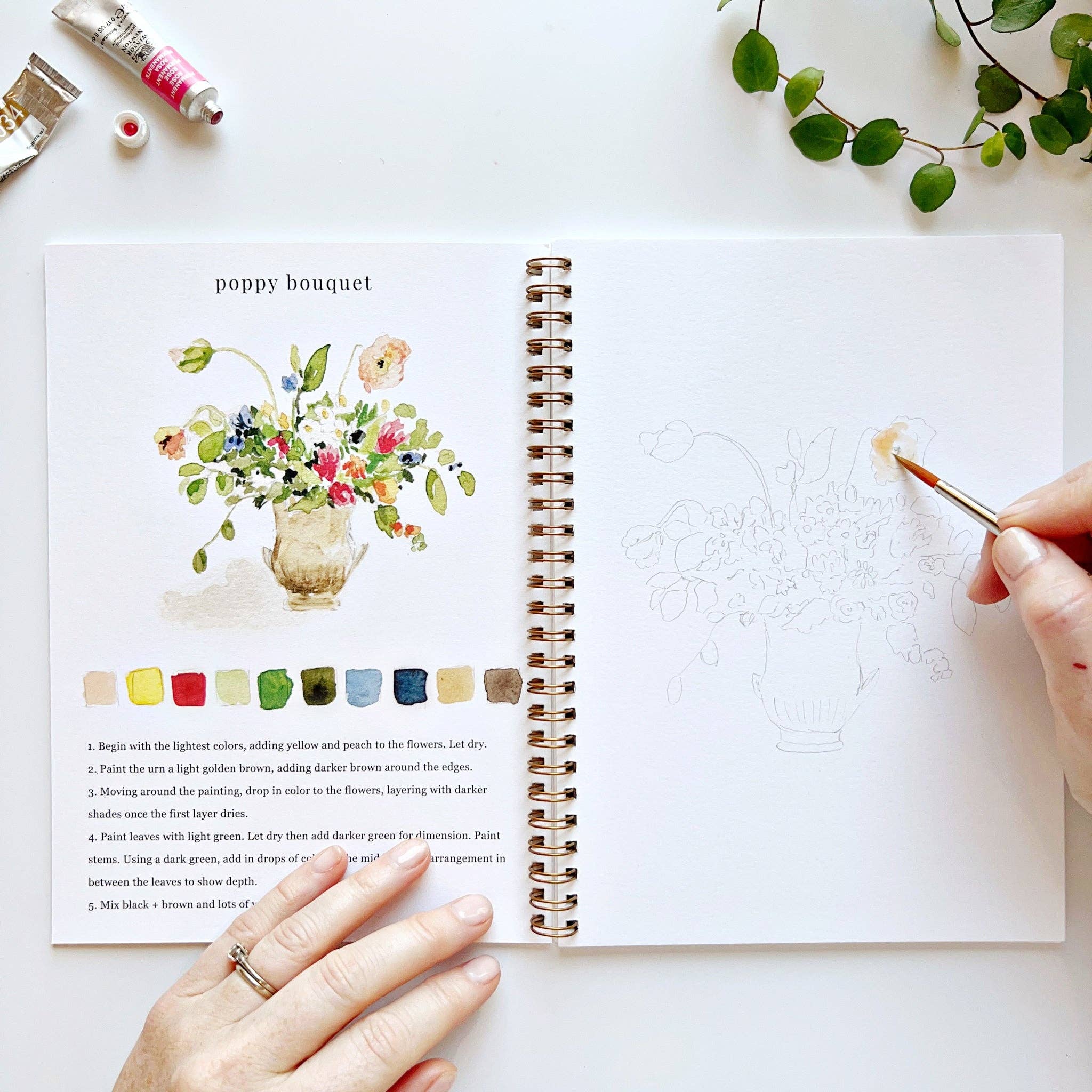 Bouquets watercolor workbook - Sugar River Shoppe