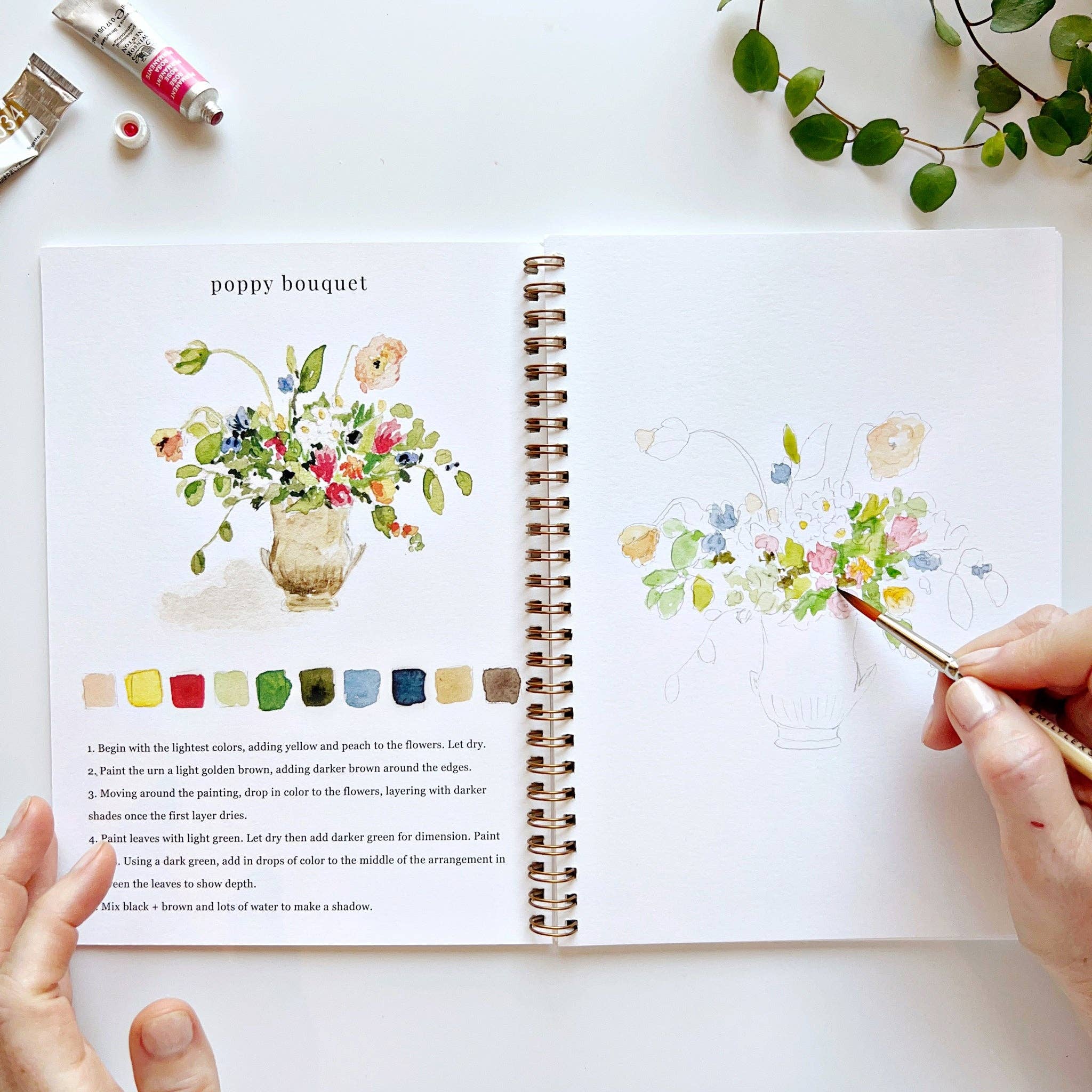 Bouquets watercolor workbook - Sugar River Shoppe