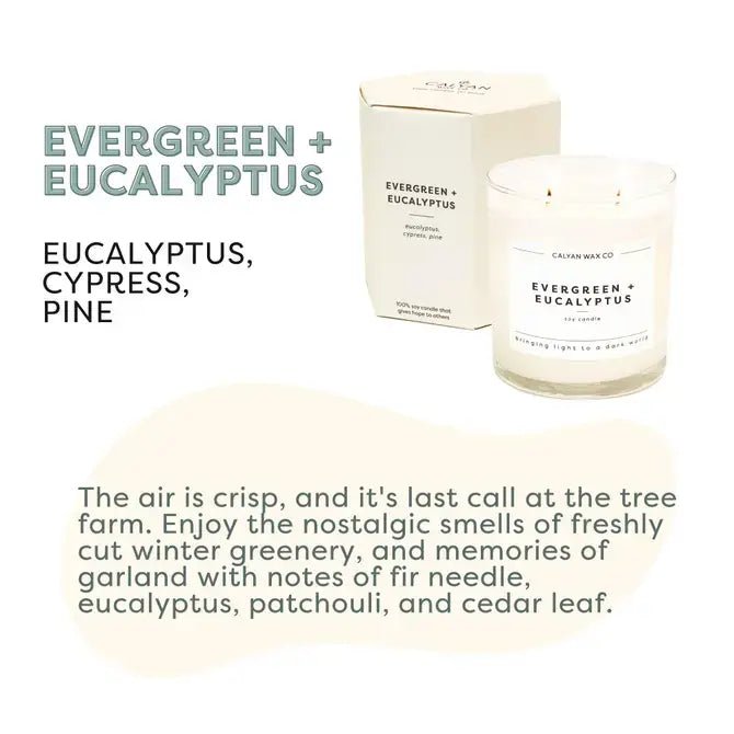 Evergreen + Eucalyptus - Glass Tumbler Soy Candle - Calyan Wax Co. - 856207008048 - Sugar River Shoppe - 
