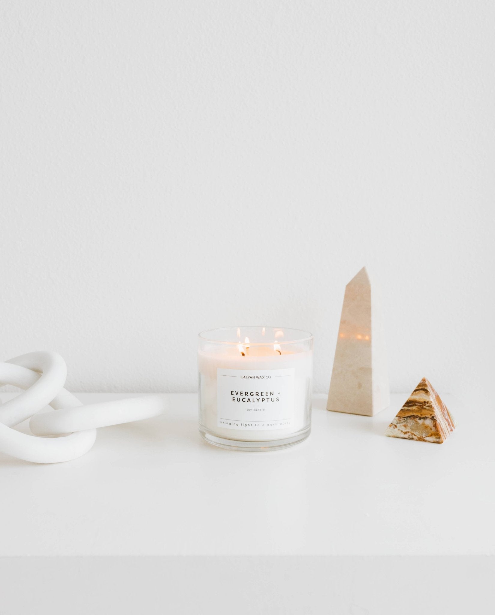 Evergreen+Eucalyptus - 3 Wick Clear Glass Tumbler Soy Candle - Calyan Wax Co. - 856207008307 - Sugar River Shoppe - 