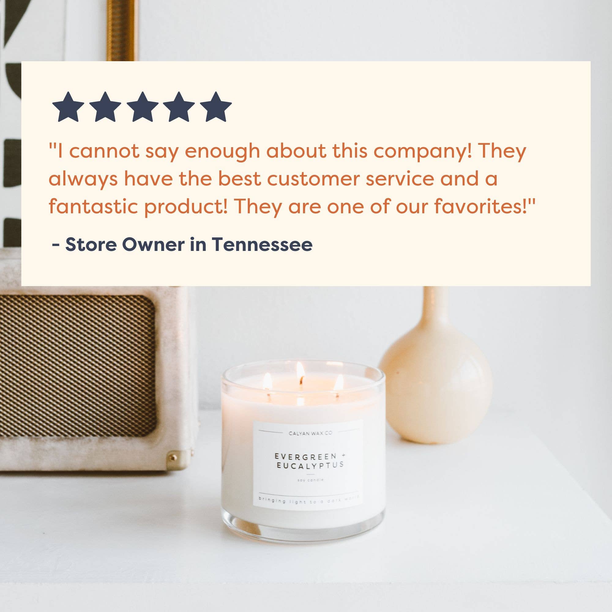 Evergreen+Eucalyptus - 3 Wick Clear Glass Tumbler Soy Candle - Calyan Wax Co. - 856207008307 - Sugar River Shoppe - 