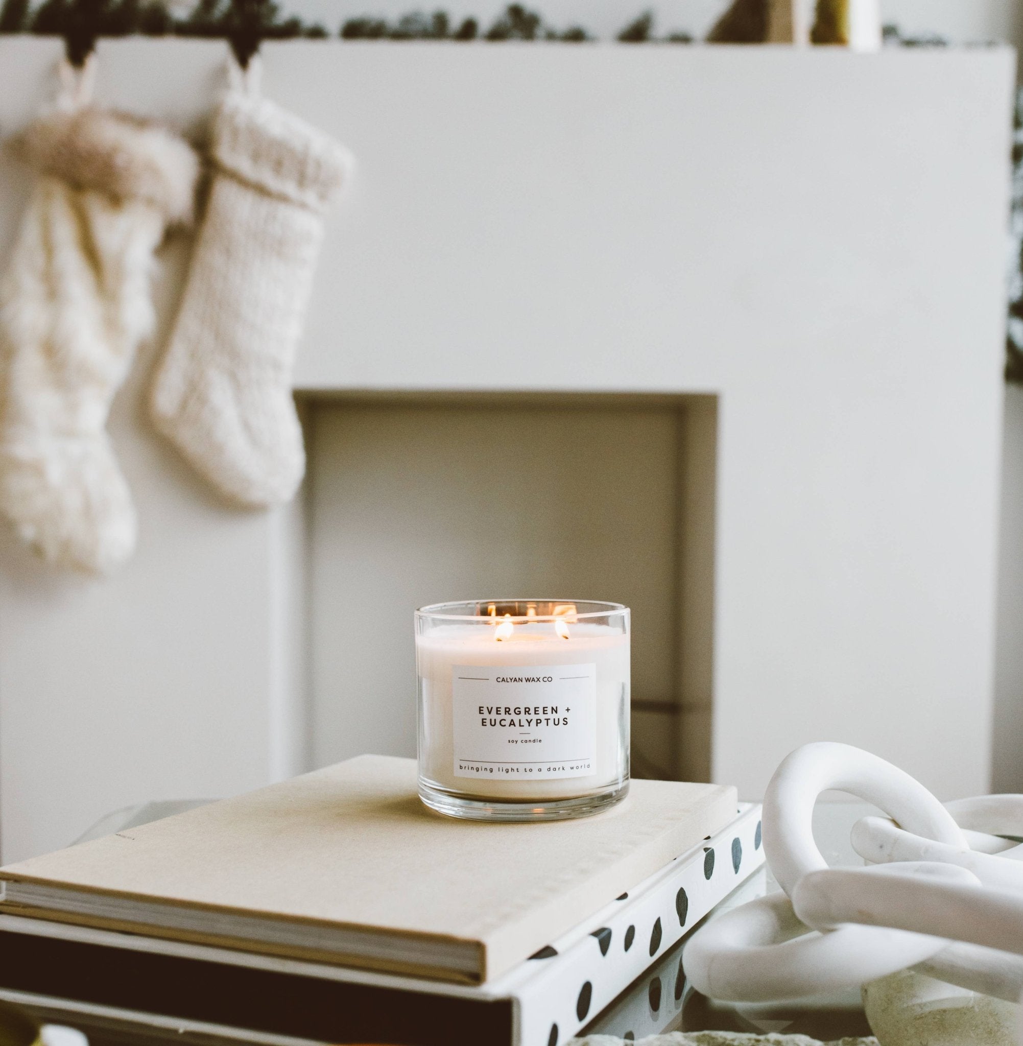 Evergreen+Eucalyptus - 3 Wick Clear Glass Tumbler Soy Candle - Calyan Wax Co. - 856207008307 - Sugar River Shoppe - 