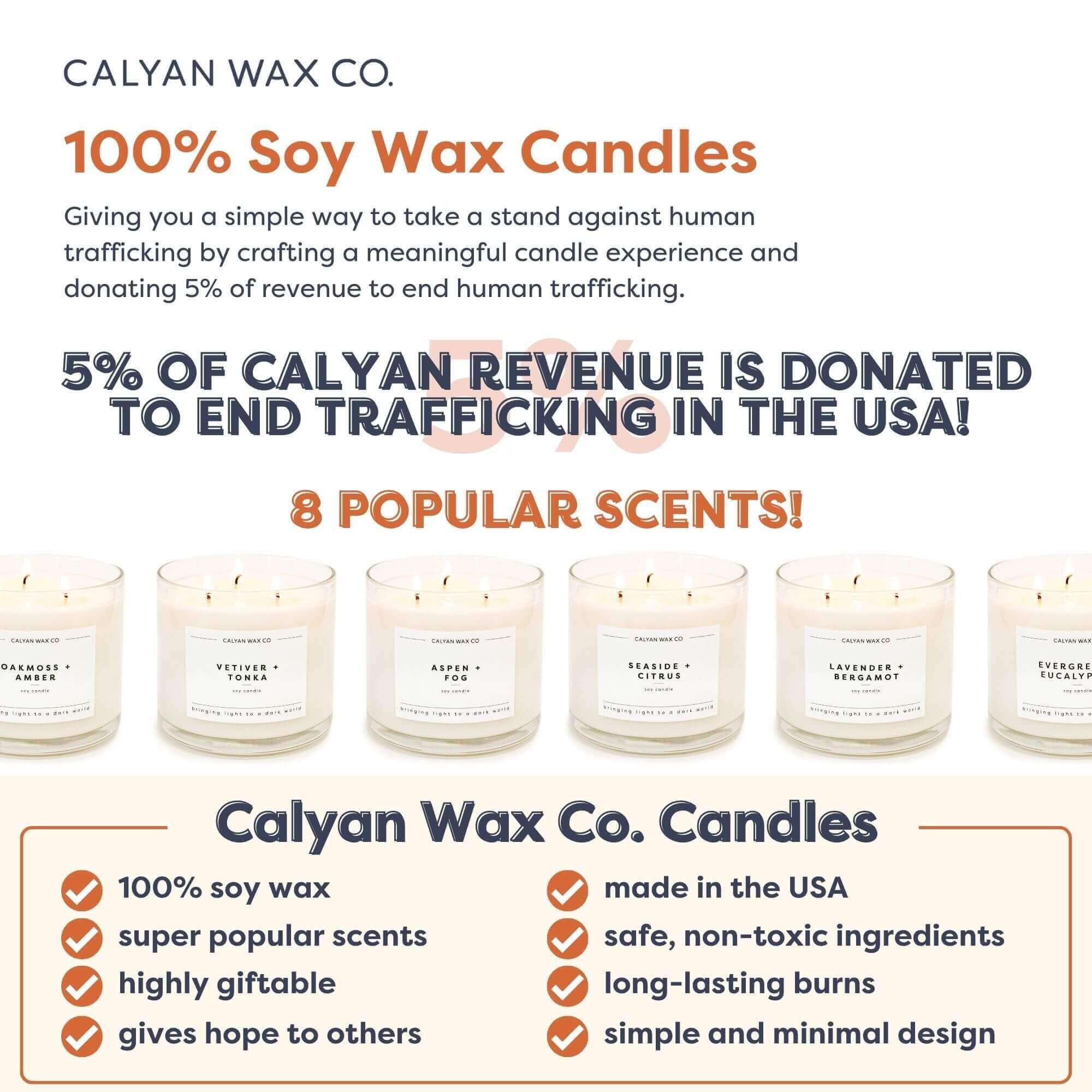 Evergreen+Eucalyptus - 3 Wick Clear Glass Tumbler Soy Candle - Calyan Wax Co. - 856207008307 - Sugar River Shoppe - 