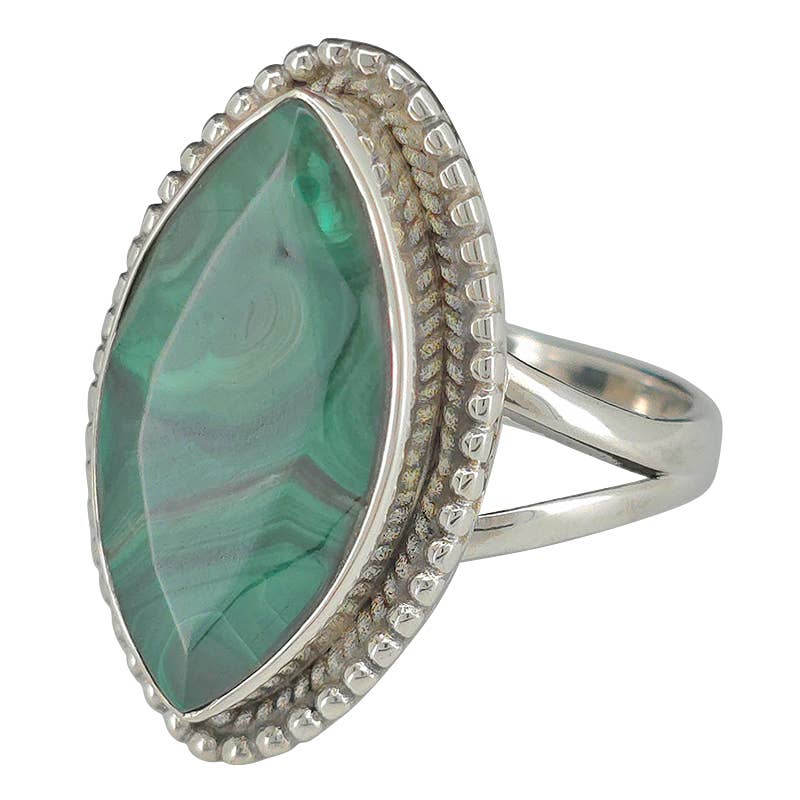 Faceted Malachite Sterling Silver Ring - Amberman - 55374376 - Sugar River Shoppe - 