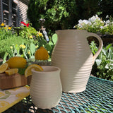 Farmhouse Ridges Pitcher - Drift White - Rowe Pottery - 86468136 - Sugar River Shoppe - 