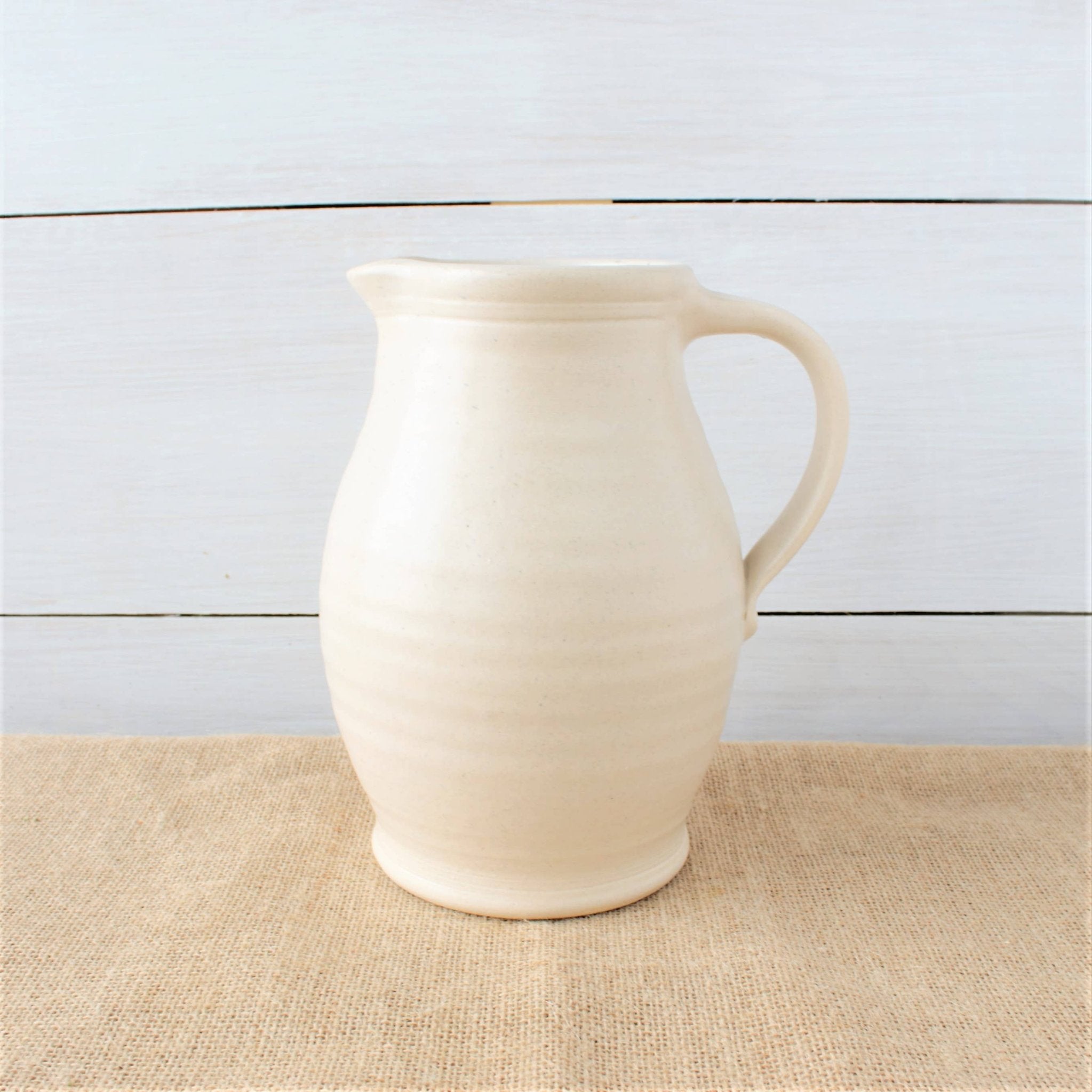 Farmhouse Ridges Pitcher - Drift White - Rowe Pottery - 86468136 - Sugar River Shoppe - 