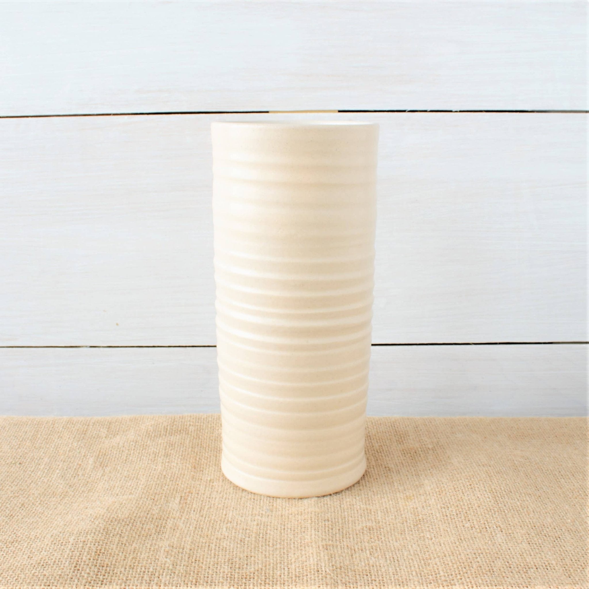 Farmhouse Ridges Tall Vase - Drift White - Rowe Pottery - 86304296 - Sugar River Shoppe - 