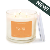 Pumpkin + Spices - 3 Wick Clear Glass Tumbler Soy Candle