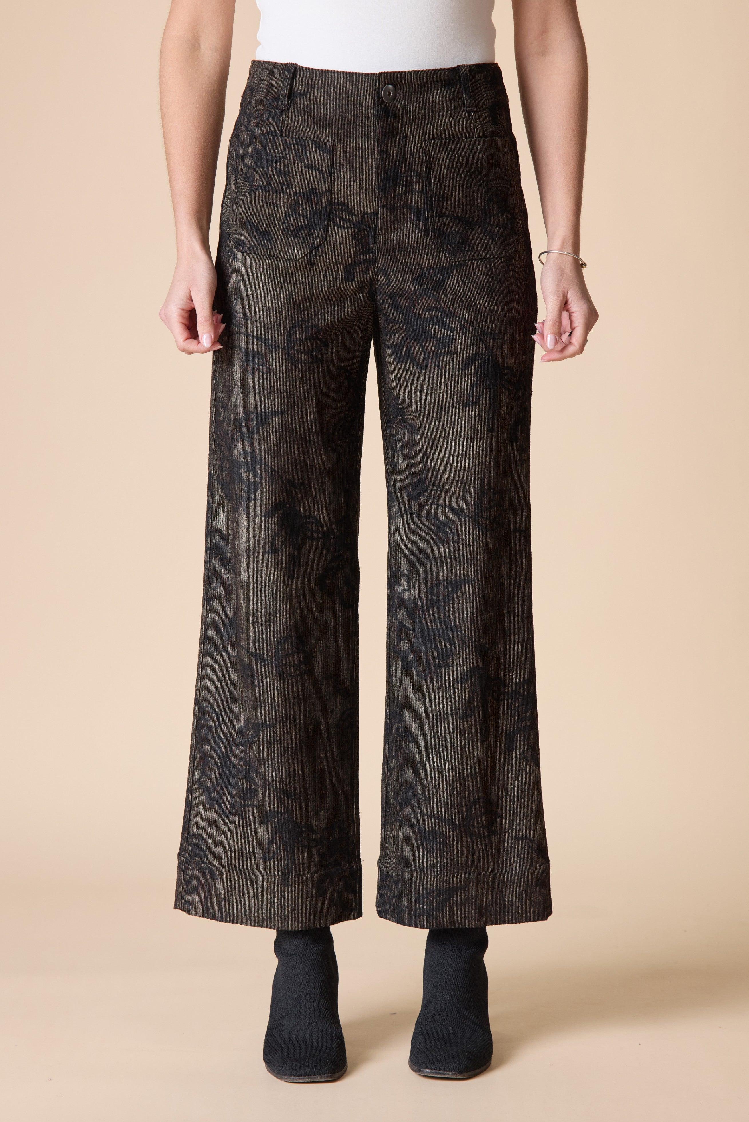 Luxe Cord Patch Pocket Ankle Pant - Umber