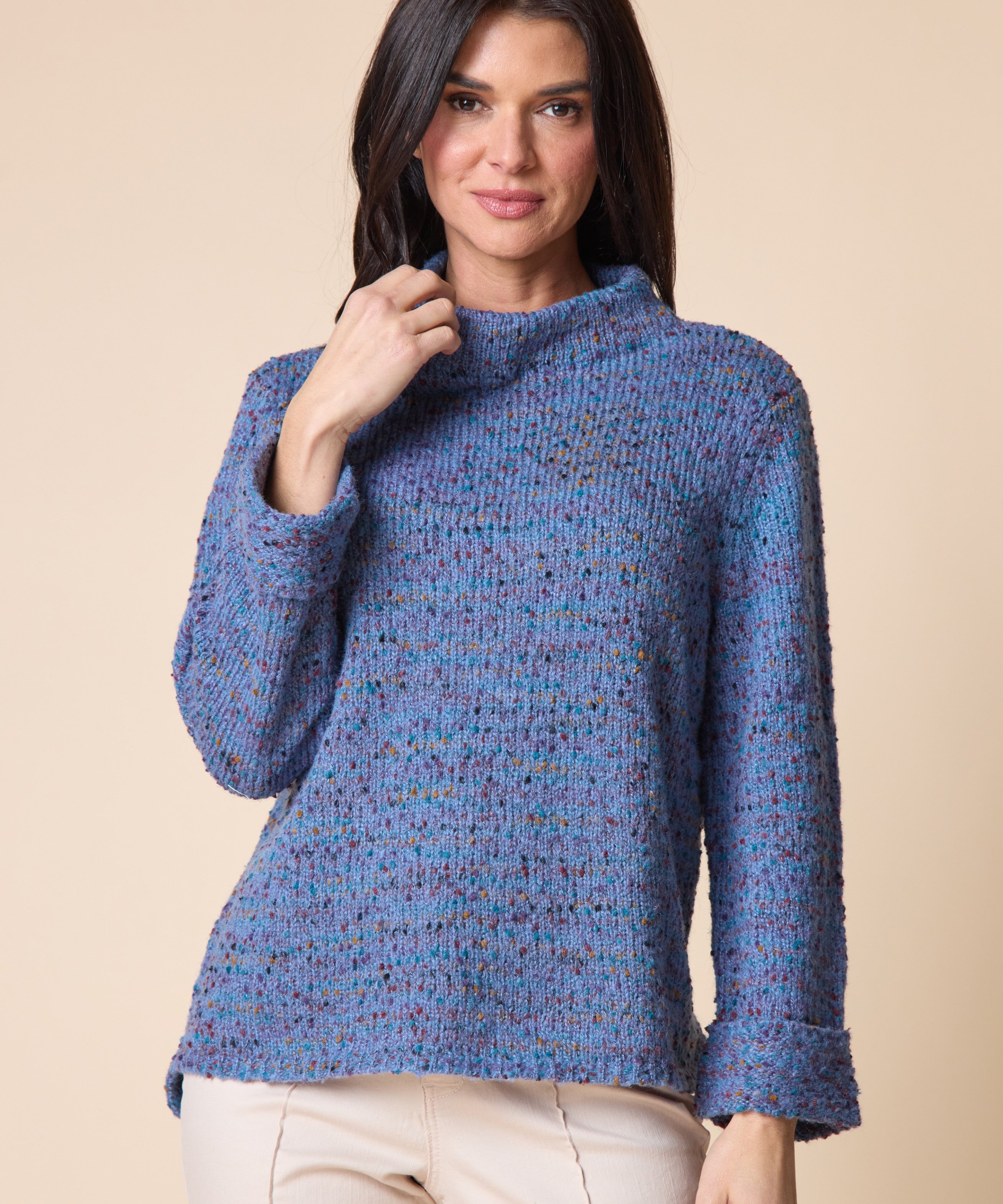 Confetti Funnel Neck Pullover - Harbor