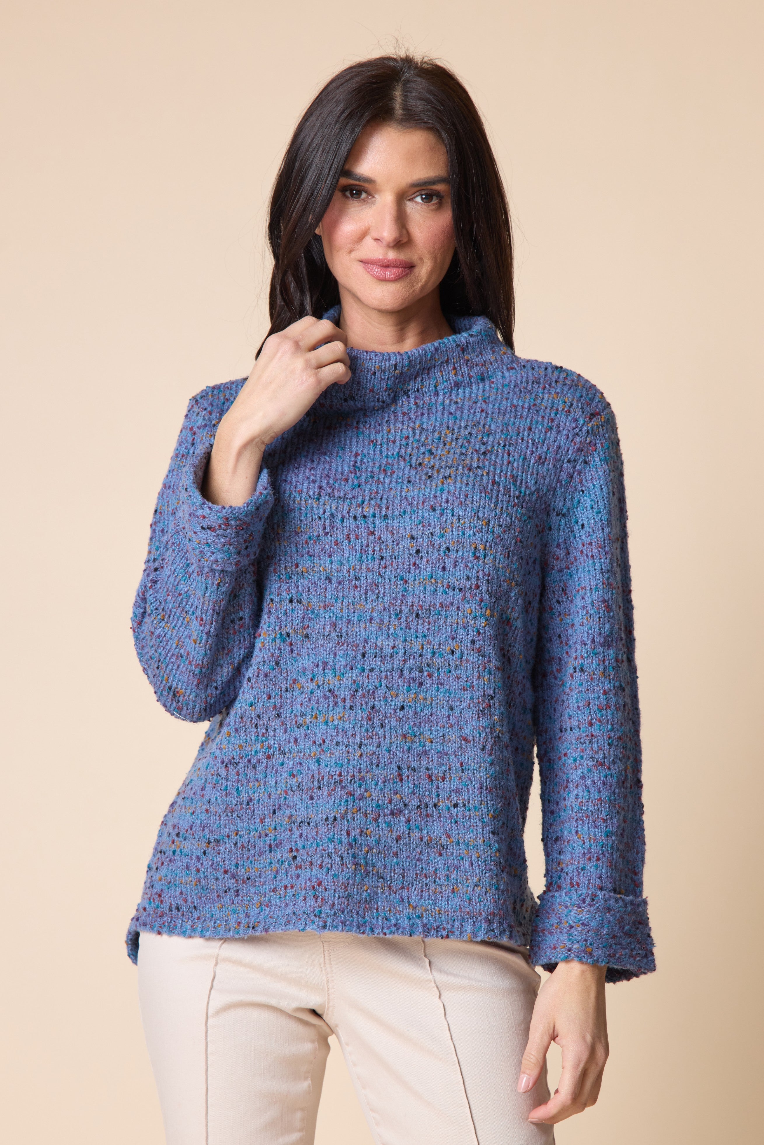 Confetti Funnel Neck Pullover - Harbor