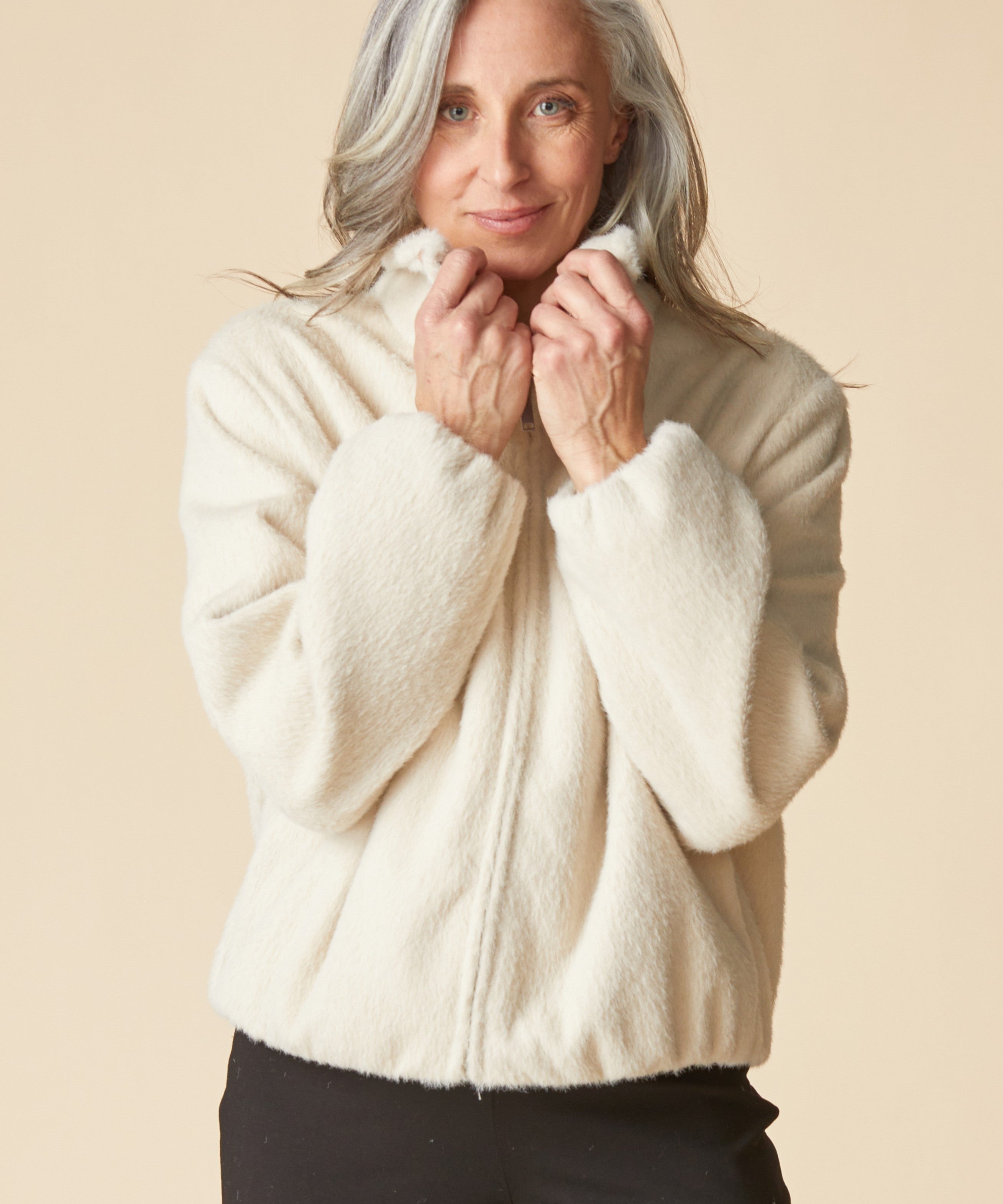 Faux Fur Cocoon Jacket