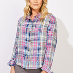 Hazy Plaid Weekend Shirt - Fuchsia