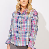Hazy Plaid Weekend Shirt - Fuchsia