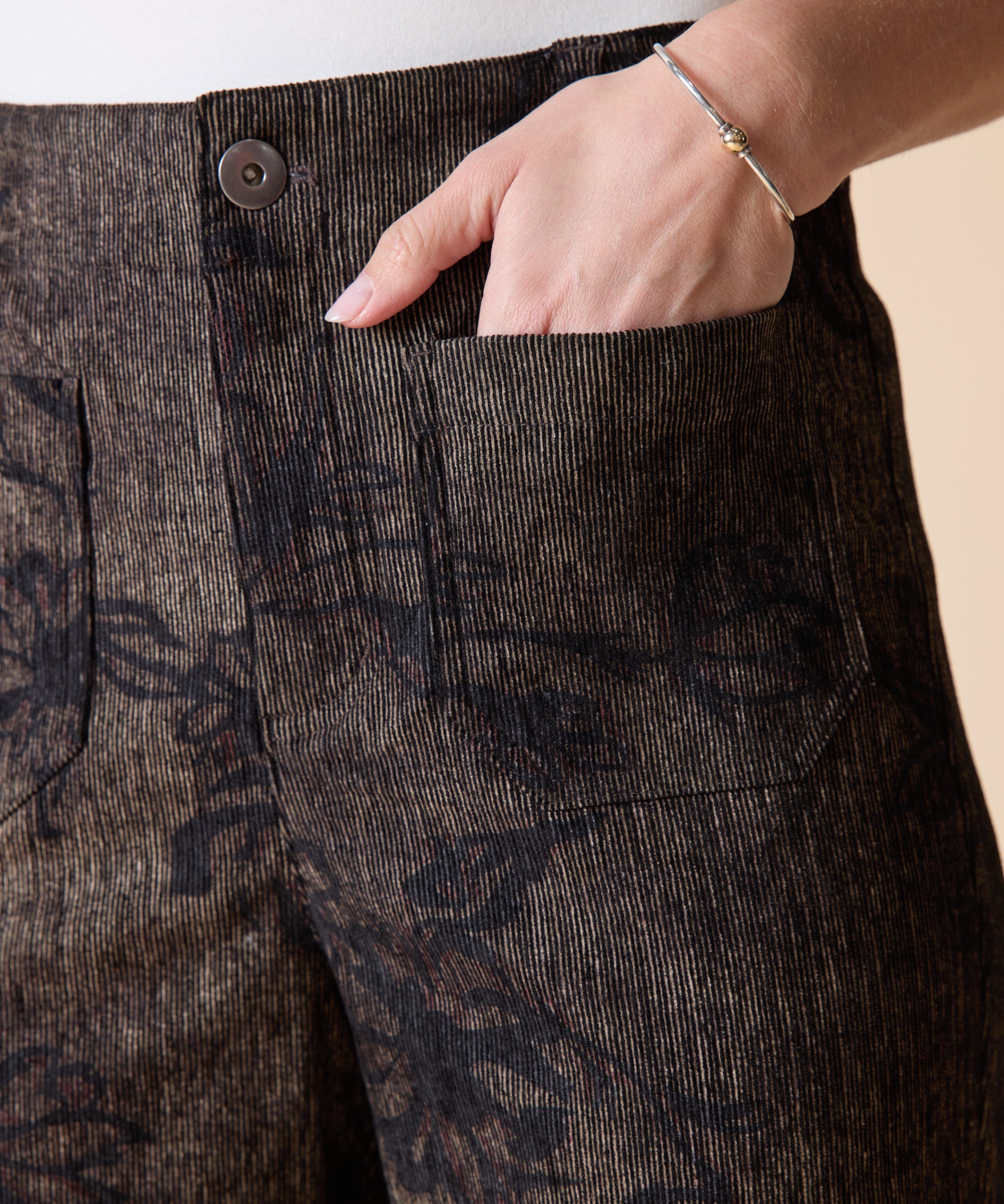 Luxe Cord Patch Pocket Ankle Pant - Umber